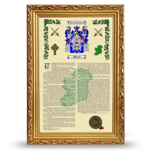 Alloman Armorial History Framed - Gold