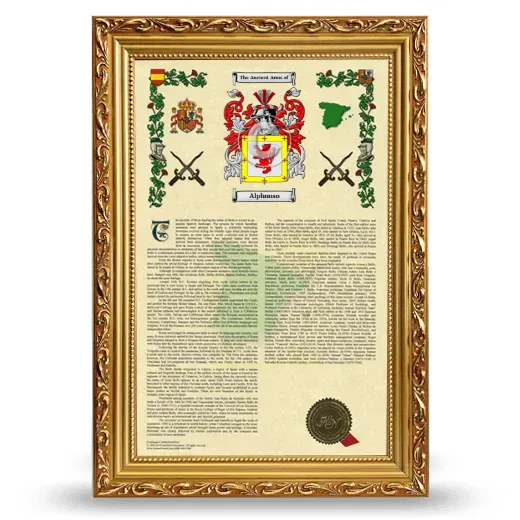 Alphonso Armorial History Framed - Gold