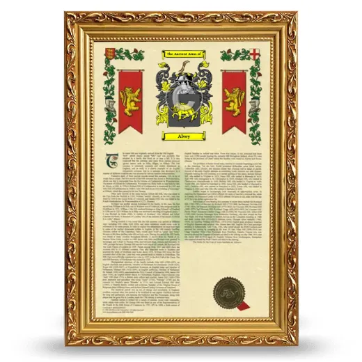Alvey Armorial History Framed - Gold