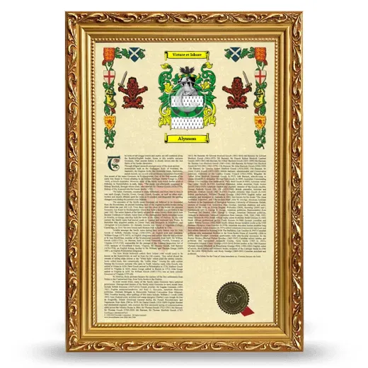 Alynson Armorial History Framed - Gold