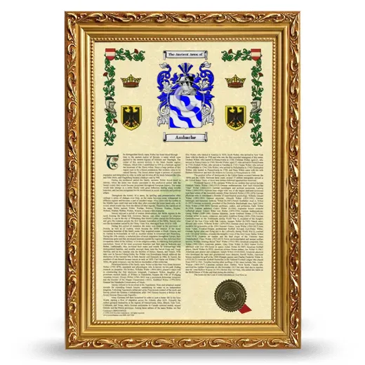 Ambache Armorial History Framed - Gold