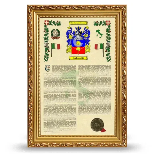 Ambrosetti Armorial History Framed - Gold