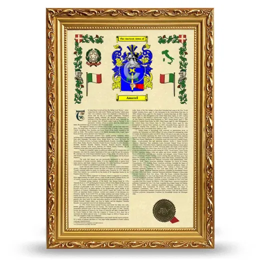 Amerel Armorial History Framed - Gold