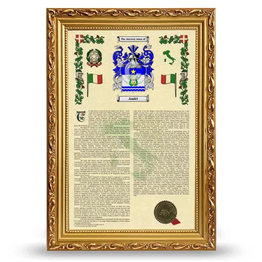 Amiri Armorial History Framed - Gold