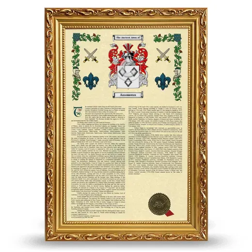 Amoureux Armorial History Framed - Gold