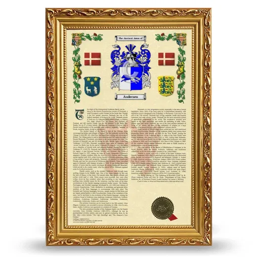 Andersen Armorial History Framed - Gold