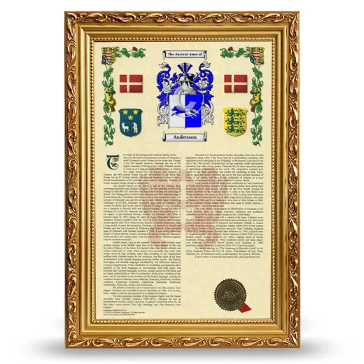 Andersson Armorial History Framed - Gold