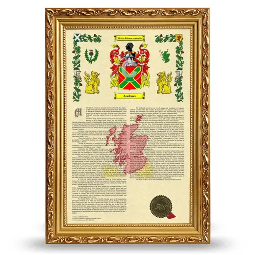 Andross Armorial History Framed - Gold