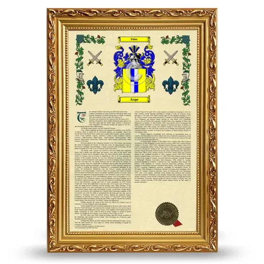 Ange Armorial History Framed - Gold