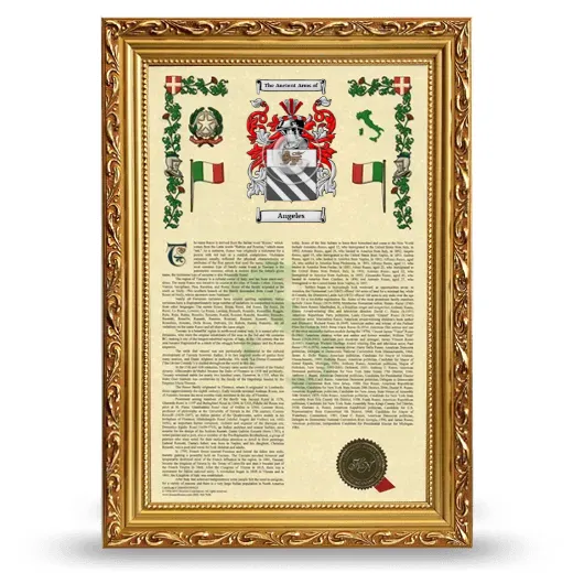 Angeles Armorial History Framed - Gold