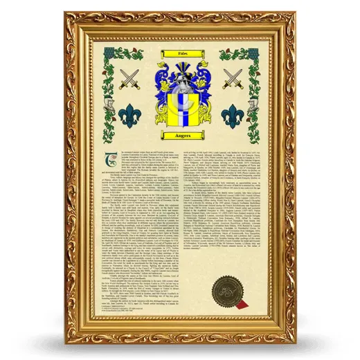 Angers Armorial History Framed - Gold