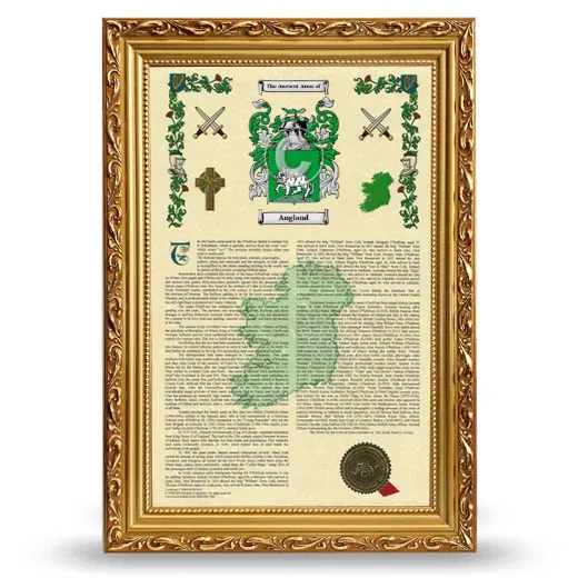 Angland Armorial History Framed - Gold