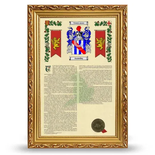 Annesley Armorial History Framed - Gold