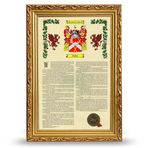 Anyan Armorial History Framed - Gold