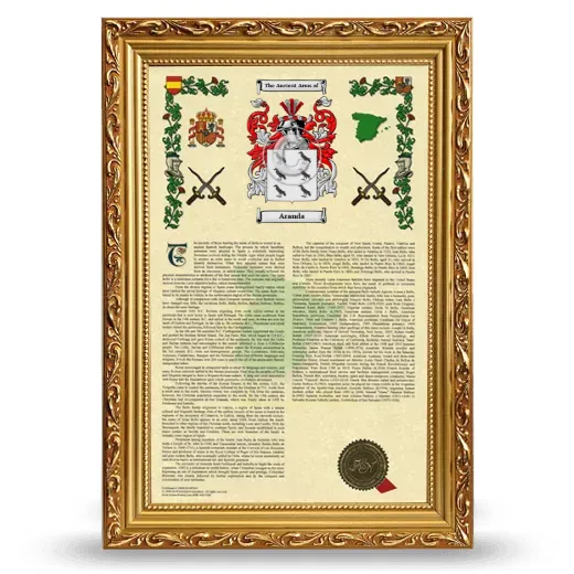 Aranda Armorial History Framed - Gold