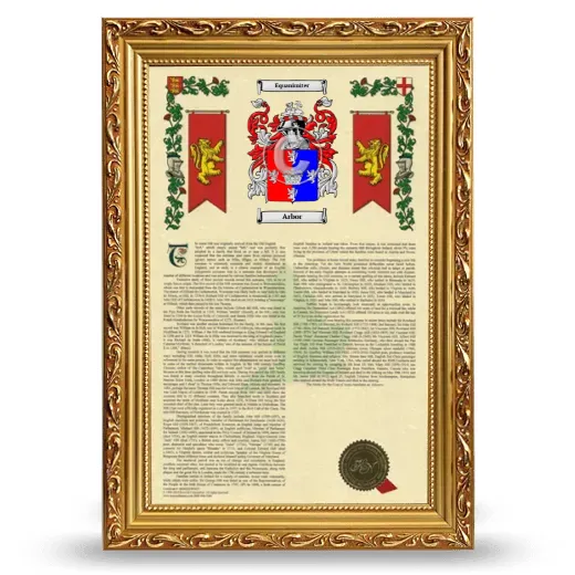 Arbor Armorial History Framed - Gold