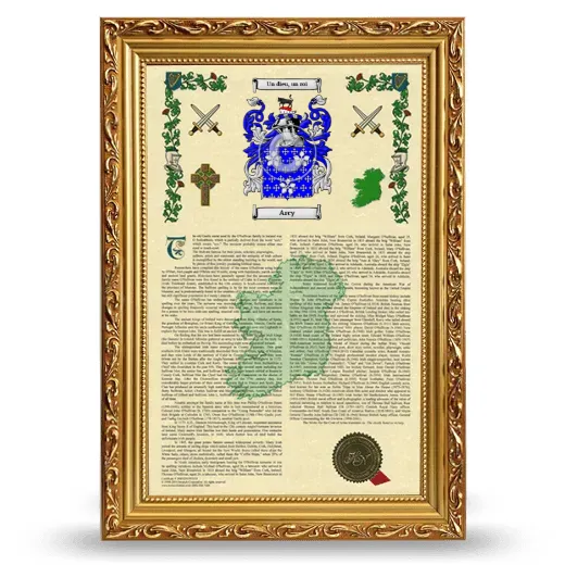 Arcy Armorial History Framed - Gold