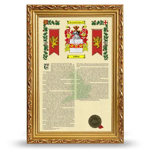 Ardene Armorial History Framed - Gold