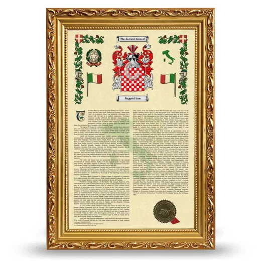Argentina Armorial History Framed - Gold