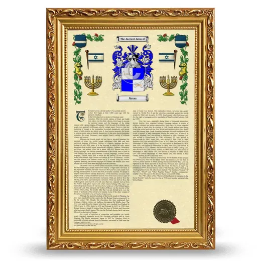 Aron Armorial History Framed - Gold