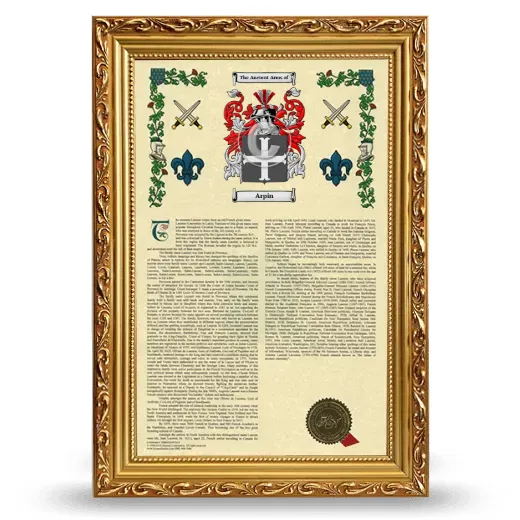 Arpin Armorial History Framed - Gold