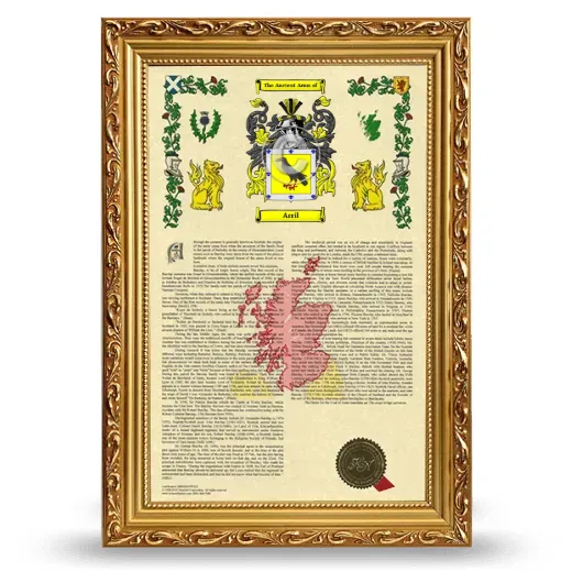 Arril Armorial History Framed - Gold