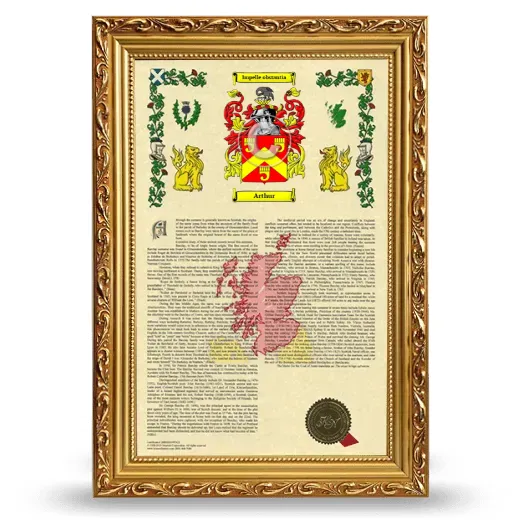 Arthur Armorial History Framed - Gold