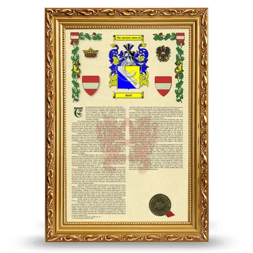 Arzt Armorial History Framed - Gold