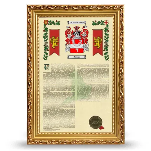 Askom Armorial History Framed - Gold