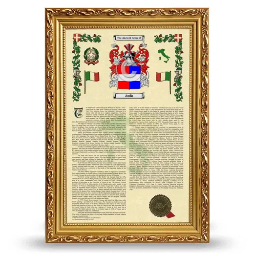 Auda Armorial History Framed - Gold
