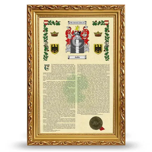 Aults Armorial History Framed - Gold