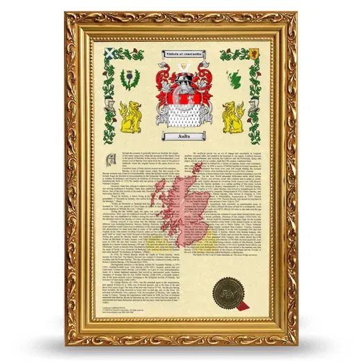 Aults Armorial History Framed - Gold