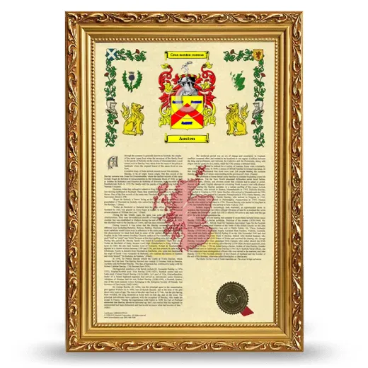 Austen Armorial History Framed - Gold
