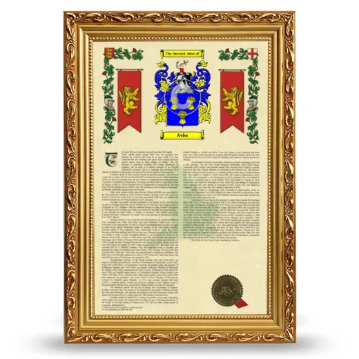 Aviss Armorial History Framed - Gold