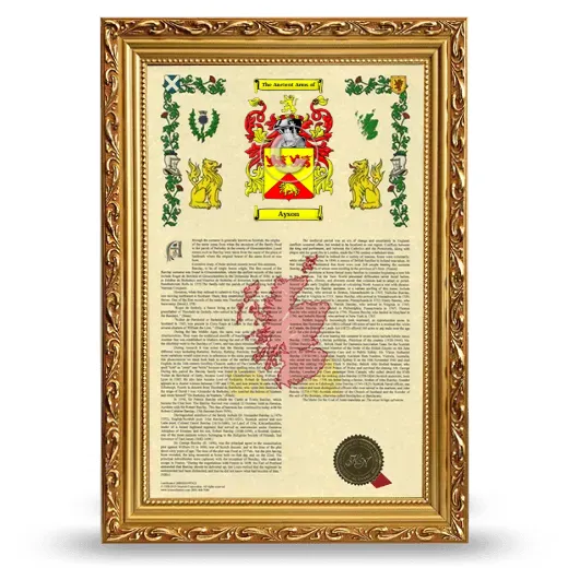 Ayson Armorial History Framed - Gold