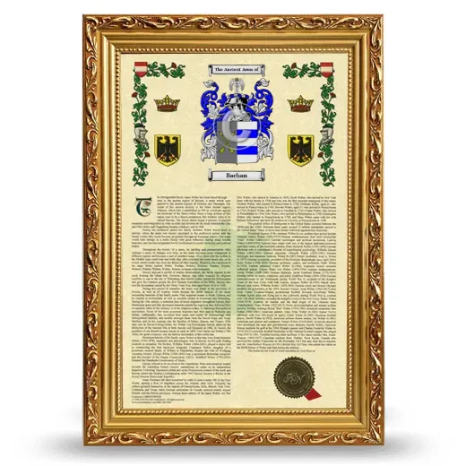 Bachan Armorial History Framed - Gold