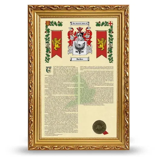 Backes Armorial History Framed - Gold