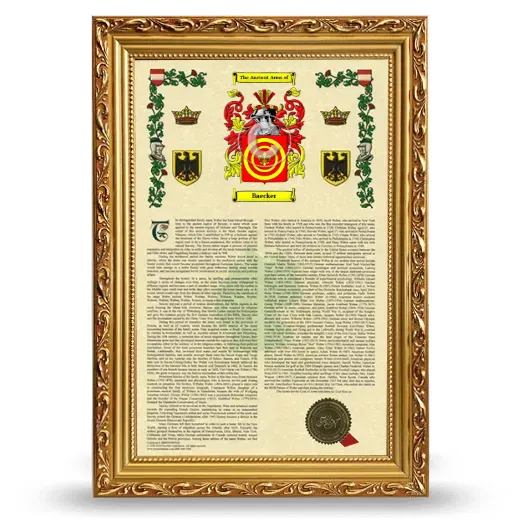 Baecker Armorial History Framed - Gold