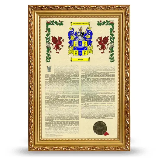 Bailis Armorial History Framed - Gold