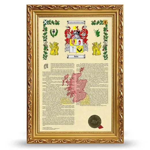Bain Armorial History Framed - Gold