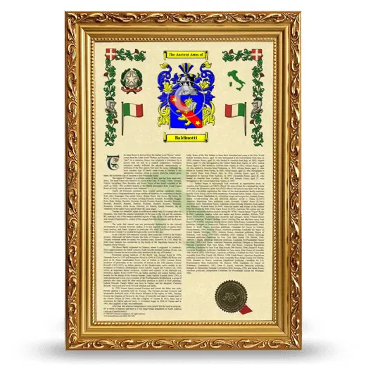 Baldinotti Armorial History Framed - Gold