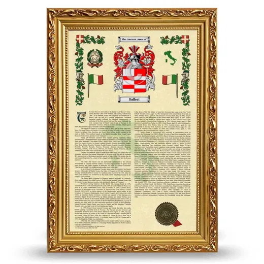 Balleri Armorial History Framed - Gold