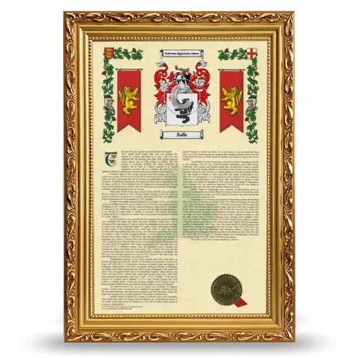 Balls Armorial History Framed - Gold