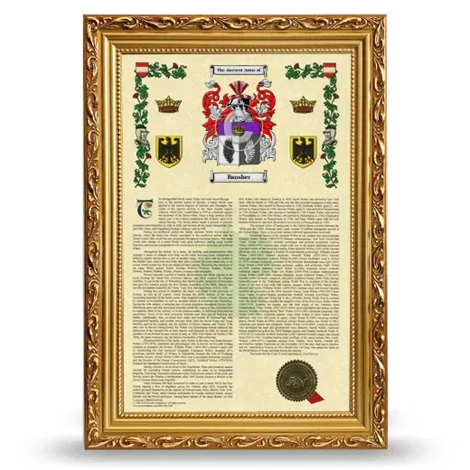 Bansher Armorial History Framed - Gold