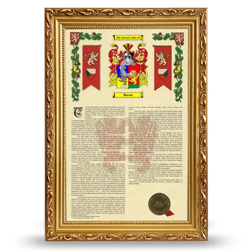 Baran Armorial History Framed - Gold