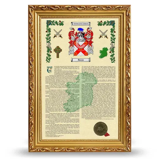 Baran Armorial History Framed - Gold