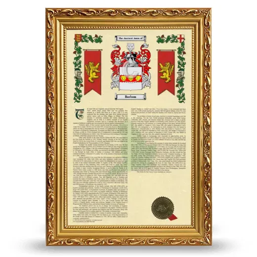 Barbon Armorial History Framed - Gold