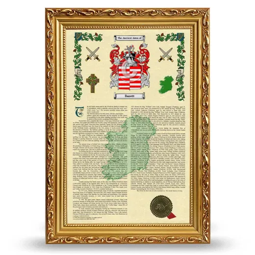Barett Armorial History Framed - Gold