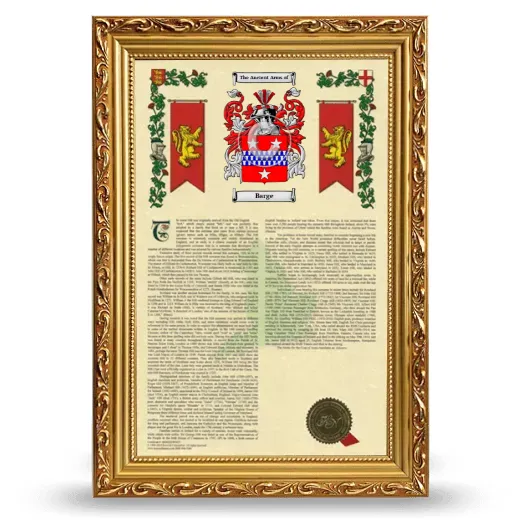 Barge Armorial History Framed - Gold
