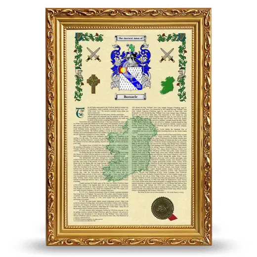 Barnacle Armorial History Framed - Gold